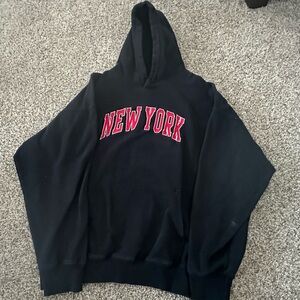 John Galt Black Hoodie with New York Print